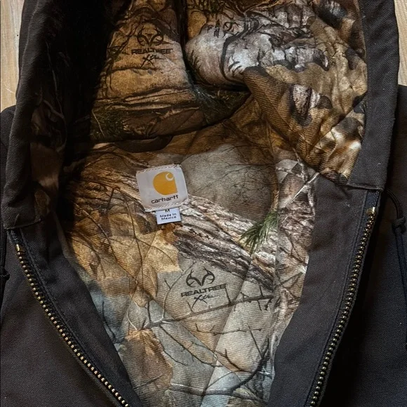 Carhartt Black Hooded Work Jacket Durable Insulated - Picture 2 of 4